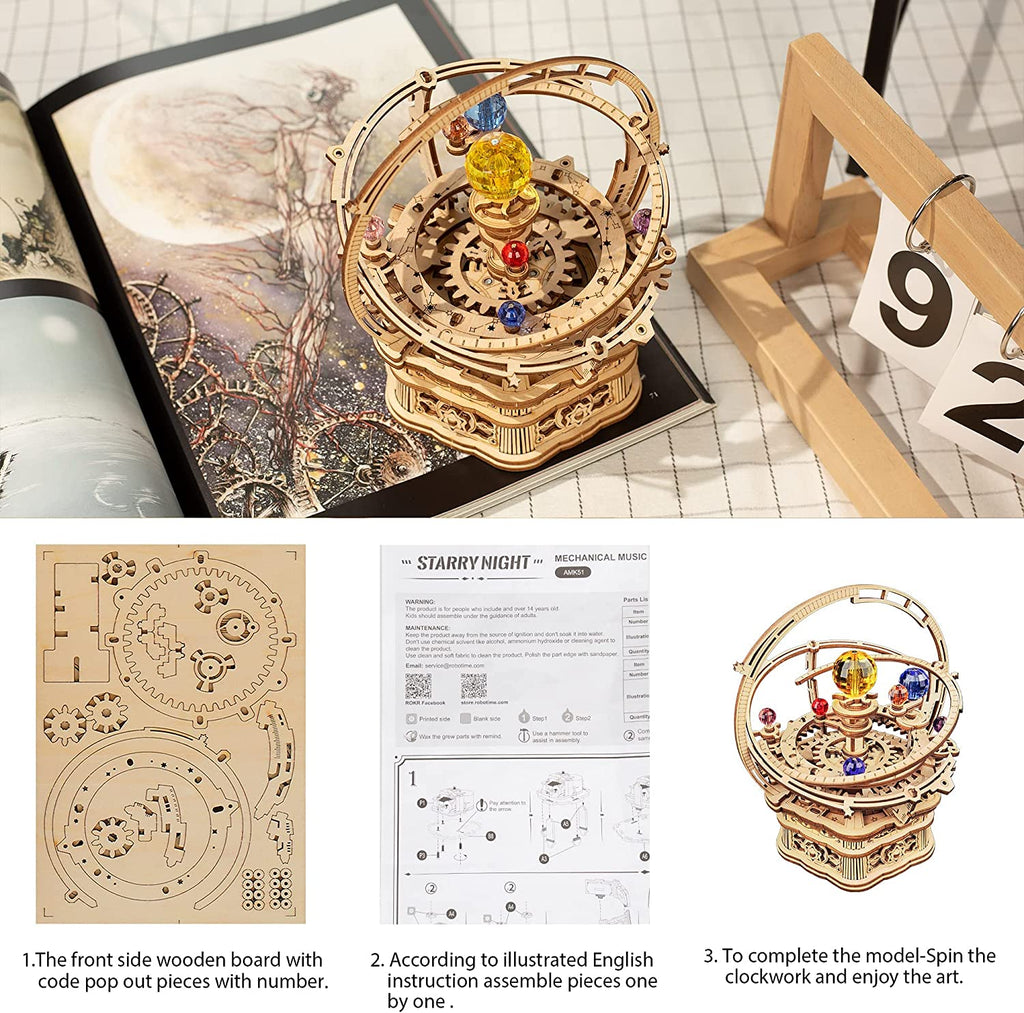 Starry Night Mechanical Music Box 3D